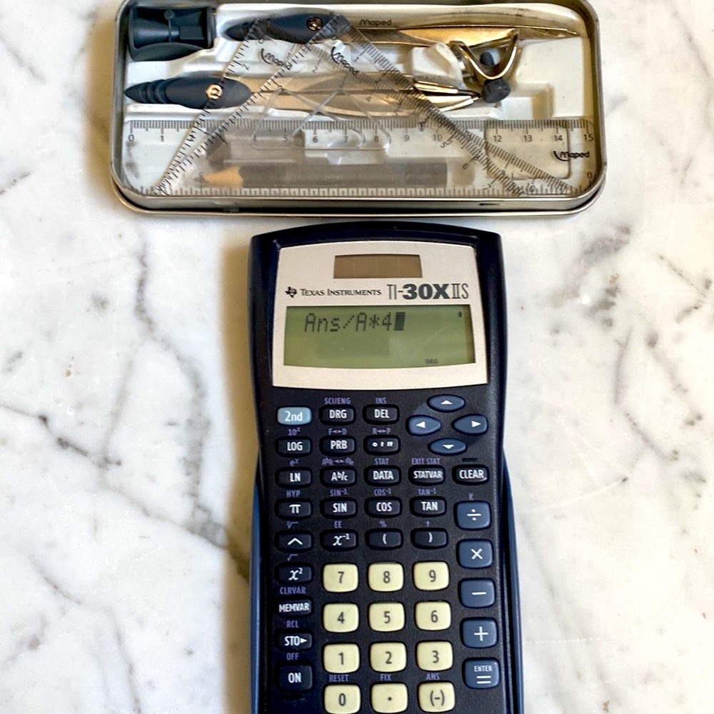 TI 30X IIS Calculator,Compass,Protractor,Ruler Set in Cases